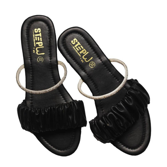Women's Rexine Plain Flats, Black