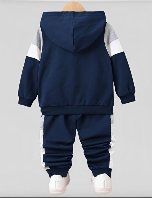 2 Pcs Boys and Girl's Fleece Printed Hoodie Tracksuit