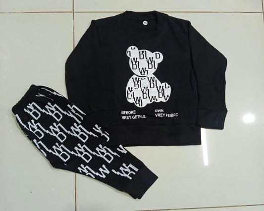 2 Pcs Girl's Fleece Printed Tracksuit