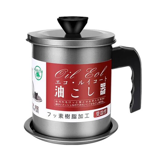 Easy Kitchen Oil Filter Pot Oil Strainer Pot Stainless Steel Grease Strainer Oil Storage Pot Oil Container Stainless Steel Oiler Tank Container Grease Keeper with Filter Dust Lid Non slip Handle for Frying Oil and Cooking
