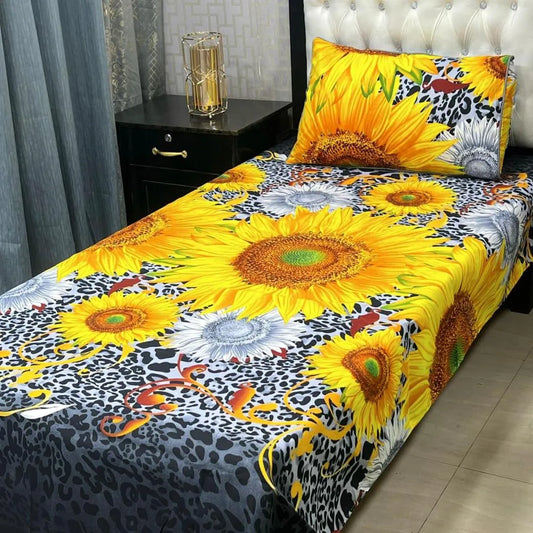2 Pcs Crystal Cotton Printed Single Bedsheet