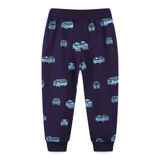 Cross-border supply of children's sports pants autumn new boys pants long printed pocket children's pants a generation of hair