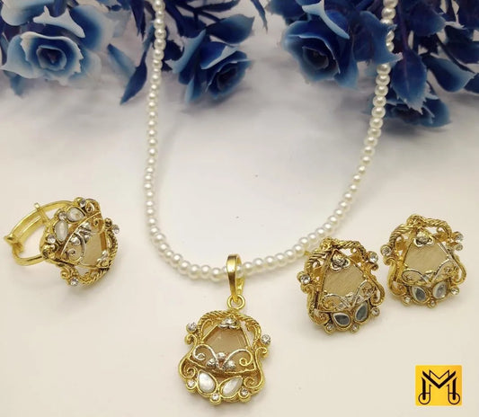 Multi Layered Gold Plated Gemstone Artificial Set